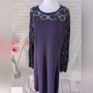 Apt. 9 Dark Purple Lace Sleeve Dress